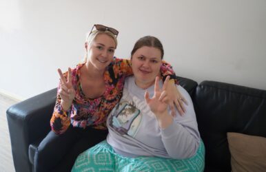 Leora disability accommodation manager Tayla with a client