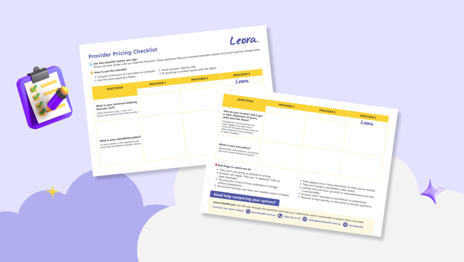 Download the Leora Provider Pricing Checklist